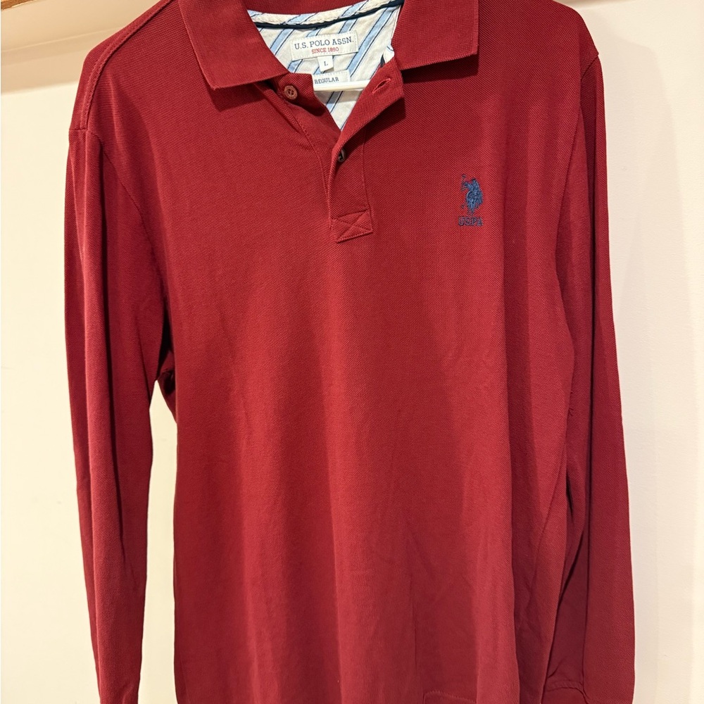 U.S. Polo Assn. Men's Burgundy Long Sleeve Polo Shirt
